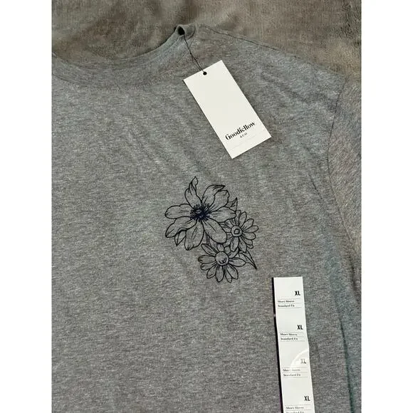 NWT Goodfellow & Co. Size XL Men Tee Shirt Floral Gray Crew Neck Causal Neutral - Picture 4 of 9